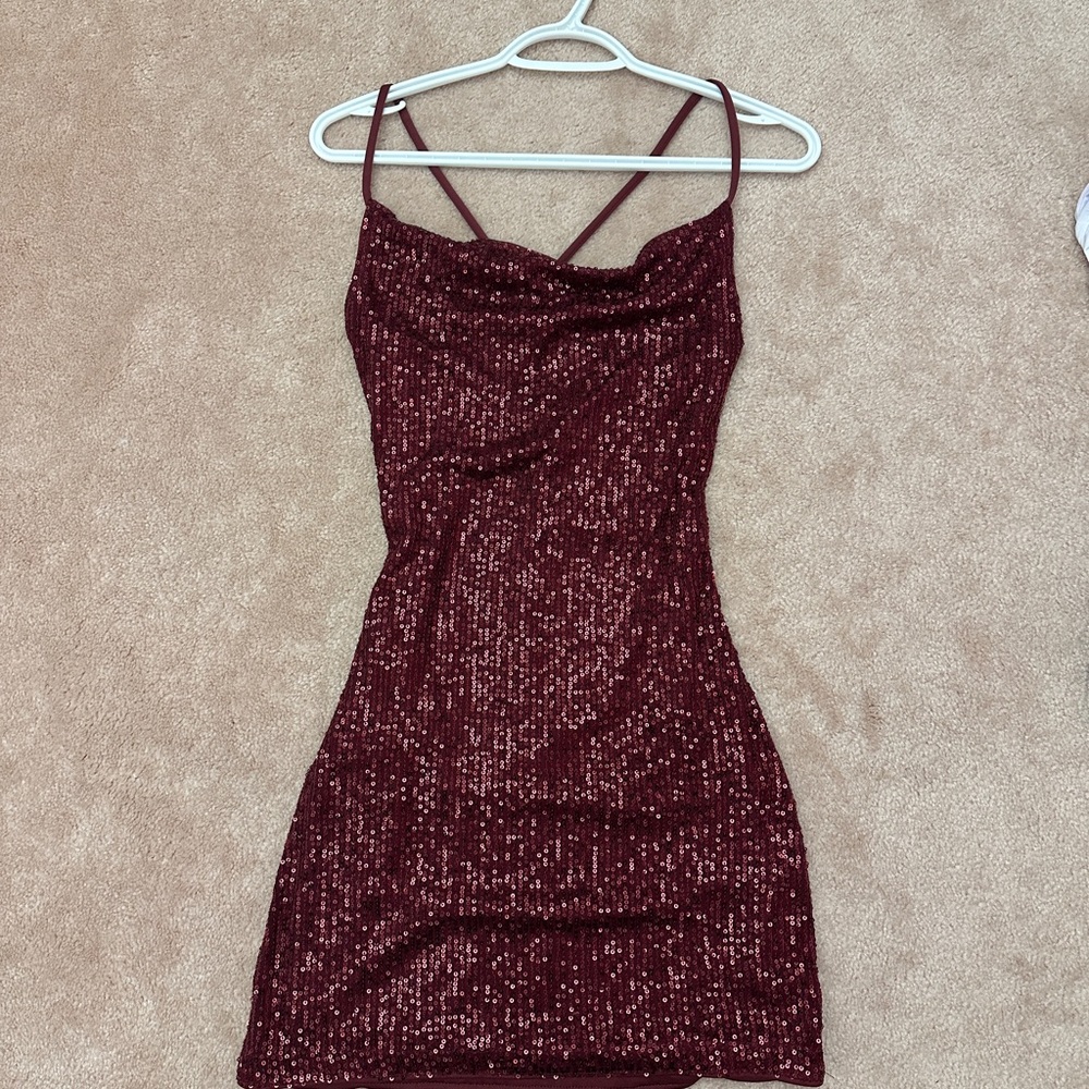 Amazon Burgundy Sequin Mini Dress